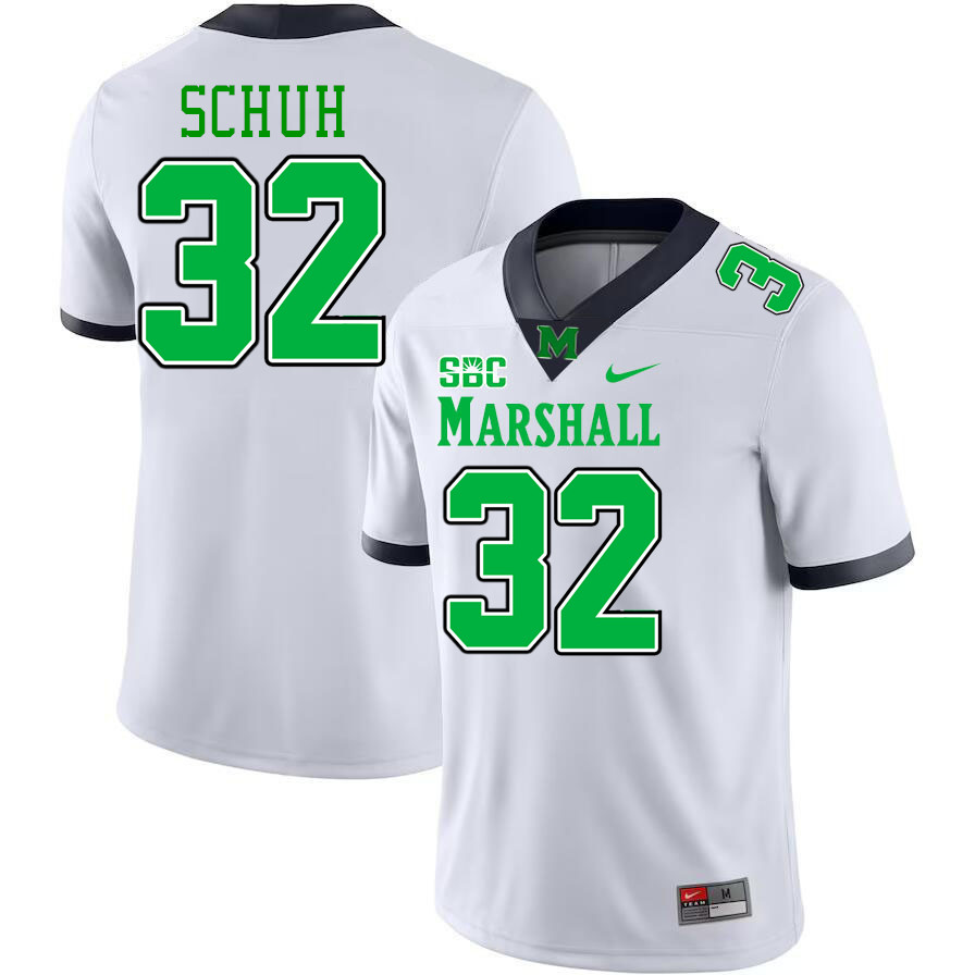 Marshall Thundering Herd #32 Pete Schuh College Football Jerseys Stitched-White Marshall Thundering Herd #32 Pete Schuh College Football Jerseys Stitched-White